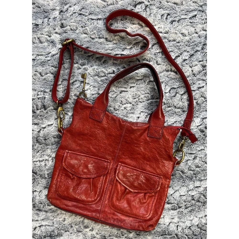Fossil Multi-Way Bag Red Leather Vintage Tote Crossbody / Women's Medium Large